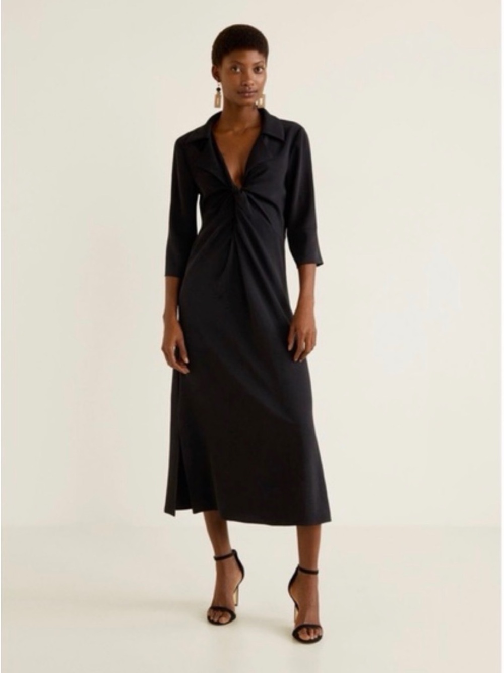 🏛️✨ NWOT MANGO Suit Tailored Black Midi Dress | Size 4